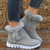 Botas de nieve cálidas de invierno para mujer, zapatos planos de algodón a la moda informales - details 2