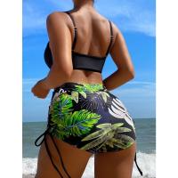 2025 Bikini traje de baño con cordón mujeres pantalones cortos de cintura alta traje de baño femenino acolchado traje de baño natación ropa de playa verano - details 44