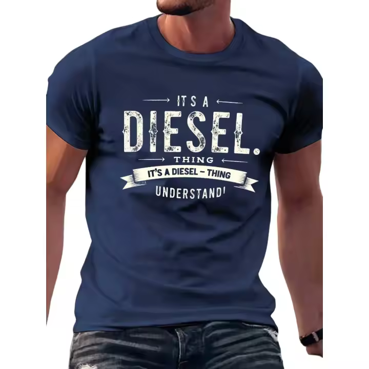 Camiseta de Hombre 100% Algodón Manga Corta, Cuello Redondo, Transpirable, Cómoda con Estampado Gráfico 'Diesel Thing' - 1