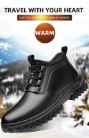 Botas de goma con suela para hombre, zapatos de nieve negros Martin para trabajo, botas de piel hasta el tobillo, botas de moda impermeables para invierno para hombre - details 0