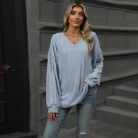 Top para mujer, camiseta holgada lisa con cuello en V, ropa popular coreana elegante de liquidación, años 90 - details 14