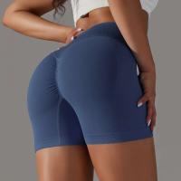 Crossover mujeres deporte gimnasio entrenamiento correr cintura alta Yoga Push Up cadera sin costuras Fiess Shorts - details 13