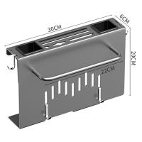 Soporte de pared para utensilios de cocina, estante organizador de almacenamiento colgante multiusos con soporte para tabla de cortar, color negro - details 5