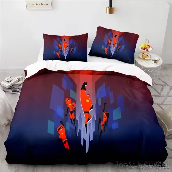 Juego de Ropa de Cama de Superhéroe de Pan Funda de Edredón de Incredibles para Niños - 1