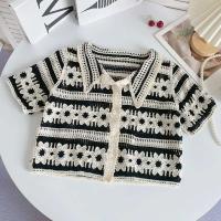 Chaleco de Crochet Floral Cuello Cepillado, Manga Corta Abierta, Cardigan Chic de Verano para Mujeres - details 2