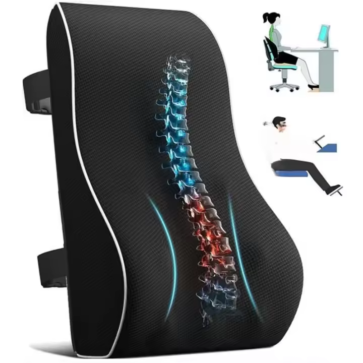Cojín de Resalto Elástico Viscoelástico Soporte de Espalda para Conductor de Coche y Oficina - 1