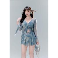 Traje de baño de pecho grande, ligeramente gordita m'm, peso, además de adelgazante, que cubre el vientre, bikini dividido, traje de baño con protector solar y cubierta - details 0