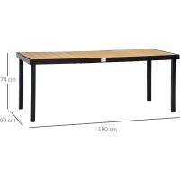 Mesa de Comedor Exterior de Aluminio Tamaño para 8 Personas con Encimera de Listones para Balcón Terraca 190x90x74 cm Negro - details 11