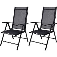 2X Sillas de Jardín Plegables Antracita Asiento Ligero Aluminio Silla Reclinable 8 Posiciones hasta 120Kg - details 0