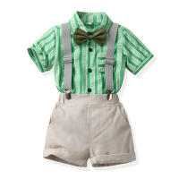 Conjunto de verano para niños, camisa elegante para bebé, monos de estilo coreano para niños, conjunto de traje de caballero de boda con lazo - details 6