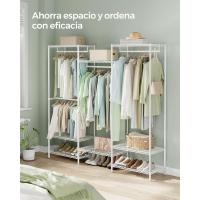 Armario de Ropa de Metal Duradero Estantes Ajustables, Barras para Colgar y Ganchos, Perchero Separable, Negro Tinta LGR431B01 - details 13