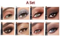 8 Uds sombra de ojos en barra crema blanda mate sombra de ojos crayón pintura brillante sombra de ojos crayón impermeable clásico juego de sombra de ojos palo brillante - details 4