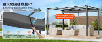 SucceBuy Pérgola retráctil para exteriores de 10'x13' con dosel, estructura de aluminio, parasol moderno para patios, jardines, terrazas y patios traseros - Gris - details 2