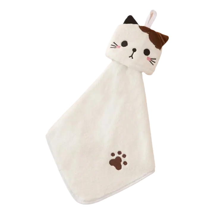 Toalla De Mano De Gato Lindo Para Cocina Y Baño Absorbente De Velocidad Alta Tela De Coral Suave Para Limpieza Y Secado - 1