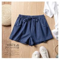 Pantalones cortos de lino para mujer, Shorts informales de algodón, de cintura alta, deportivos, color negro - details 11