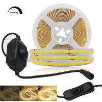 Tira de luces LED COB regulable de 12V, cinta Flexible FOB de 320Leds/m con enchufe de alimentación de interruptor, Blanco RA90/blanco cálido/Rojo/verde/azul - details 0