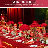 Vino rojo imitación seda satén boda sólido Rectangular banquete Rable té mantel mantel - details 2