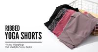 Pantalones cortos de Yoga para mujer, pantalones cortos de motociclista con cintura en V, mallas de Yoga para Fitness, cintura cruzada con bolsillo, pantalones cortos deportivos de Yoga para mujer - details 4
