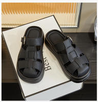 Sandalias retro hueco bolsa cabeza zapatillas nuevas versátiles ligeras casuales de mujer tipo muffin playa media fregona - details 19