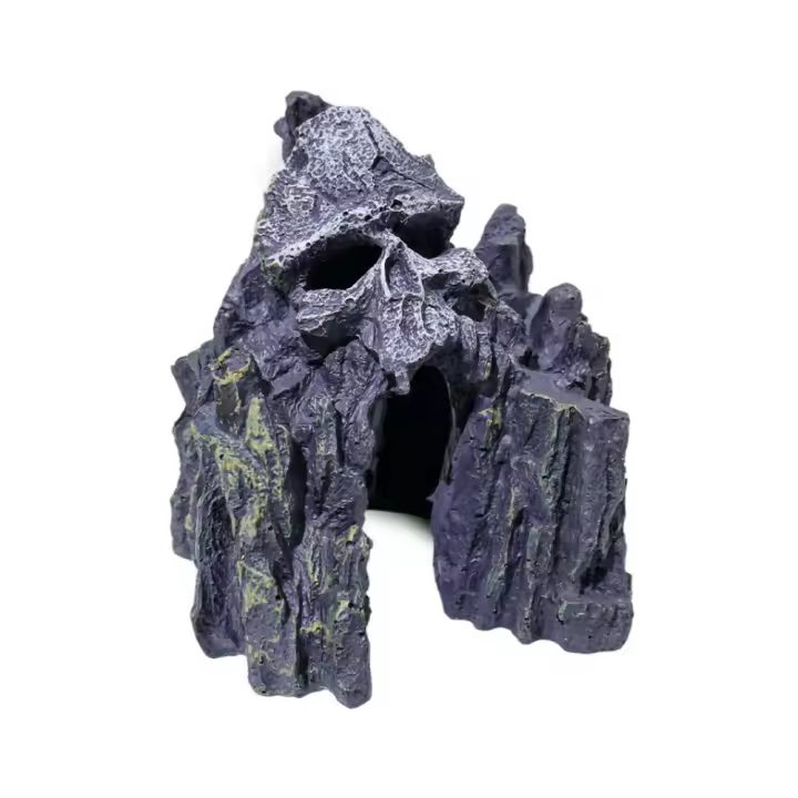 Acuario de simulación, cueva de calavera de resina, peces realistas, camarones, casa de Escape, esqueleto de reptil, cueva, escondite de peces, rocalla, tanque para reptiles - 1