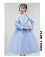 Vestido de niña para otoño/invierno, estilo princesa, largo, con flores, para boda, fiesta, piano. - details 24