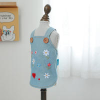 Ropa De Mascota 1PC Primavera Otoño Falda De Denim Con Flores Y Suspensión Para Perros De Tamaño Pequeño Y Medio - details 12