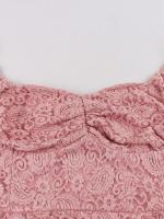 Elegante Vestido de Encaje Rosa de Cintura Alta Estilo Vintage para Mujeres en los 50s y 60s - details 3