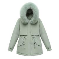 Parka cálida de invierno, abrigo de algodón polar con capucha de piel y bolsillos para clima frío al aire libre - details 3
