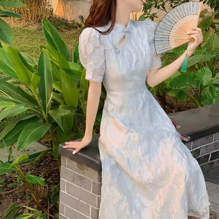 2025 nuevo verano mejorado cheongsam temperamento juvenil, vestido de estilo chino con un diseño de nicho que parece adelgazante - 1