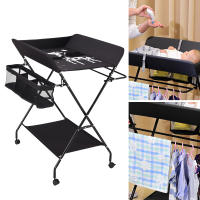 Cambiador de bebé plegable y portátil, estación de pañales con ruedas, altura ajustable - details 9