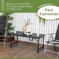 Mesa de Jardín Rectangular Plegable Mesa de Comedor Exterior para 4 Personas con Altura Ajustable y Marco de Acero para Patio Terraza Balcón 118x60x56-74 cm Gris Oscuro - details 3