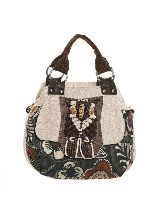 Bolso de mensajero Vintage para mujer, bandolera de gran capacidad, bolso de lona de estilo nacional chino - 1
