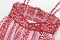 Nueva ropa de mujer, estilo europeo y americano francés retro impresión gancho costura diseño sentido vestido de punto falda de mujer - details 8