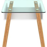 Mesita de Centro Rectangular, de Vidrio y Madera con Bandeja para Revistas, Mesa de Centro Baja para Salón y Oficina - details 32