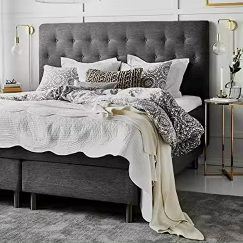 Cabeceros de cama tapizados con tela antimanchas, estructura de madera acolchada - Cabecera de dormitorio y matrimonio moderno Mod. París Todas Las Medidas y Colores (Rosa, 135 * 70) - 1
