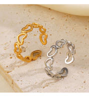 Wency-Anillos minimalistas de corazón hueco para mujer, sortija ajustable de acero inoxidable, joyería de fiesta, regalo 2024 - details 2