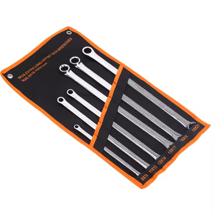Llave de aviación extra larga de doble anillo 6 piezas set de llave de aviación potente menos esfuerzo métrico 8mm-21mm - 1