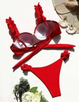 Conjunto de bikini push-pull para mujer, bikini sexy de encaje con lazo, traje de baño de dos piezas para mujer, traje de playa L 2024 - details 25