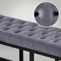 Banqueta En Estilo Velvet con Base Metálica Cuadrada I Banco Decorativo, Color:Verde Claro, Tamaño:150 cm - details 25