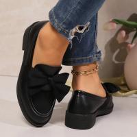 Mocasines de un pie con nudo de lazo para mujer, Color sólido, Charol, Cómodo, Suela gruesa, Zapatos suaves - details 10