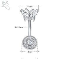 ZS-colgante de mariposa colorida para el ombligo, anillo con diamantes de imitación, gota larga, anillos para el vientre, Piercing de Barball para el ombligo, joyería, 1 unidad, 14G - details 6