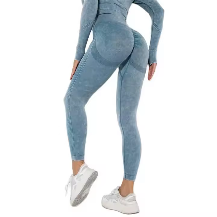Pantalones elásticos para correr para mujer, deportes de Yoga de cintura alta sin costuras, mallas de gimnasio push-up, recién llegados - 1