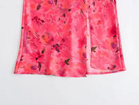 TRAFZA-Vestido largo sin mangas para mujer, prenda Sexy con cuello redondo, dobladillo con abertura, estampado elegante, para fiesta en la playa, Verano - details 8