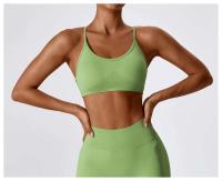 Top corto de gimnasio mejorado para yoga para mujer, sujetador deportivo ajustado sin costuras, sujetador transpirable - details 6