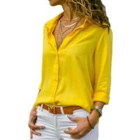 Blusa de Chiffon Suave y Elegante Camisa Larga con Cuello de Cuentas Tunicas de Oficina para Mujeres Tops de Talla Grande 2023 - details 11