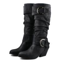 Otoño Invierno mujer tacones de cuña botas martin de cuero zapatos de plataforma casuales botas para mujer - details 2