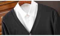 Cardigan de Punto para Hombres Vestido Suelto de Una Botónada con Cuello en V Color Sólido - details 37
