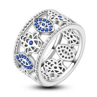 Anillo de Plata de Ley 925, anillo de corazón elevado brillante para mujer, circonita cúbica, estrella, Luna, flor, anillos y joyería de boda, regalos - details 7
