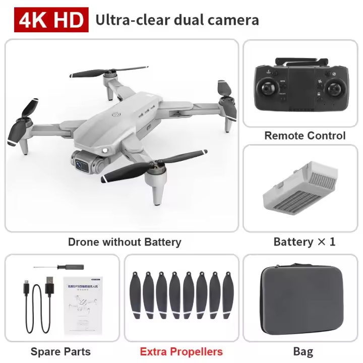 Professional Drone L900 Pro With GPS Dual Camera 4K HD 5G WiFi Brushless Foldable Quadcopter RC distance 1.2KM Drone Toys - 1