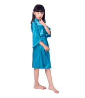 Verano casa simple casual camisón delgada chica V-cuello medio y largo cardigan albornoz pijamas de los niños falda fresca y cómoda - details 3